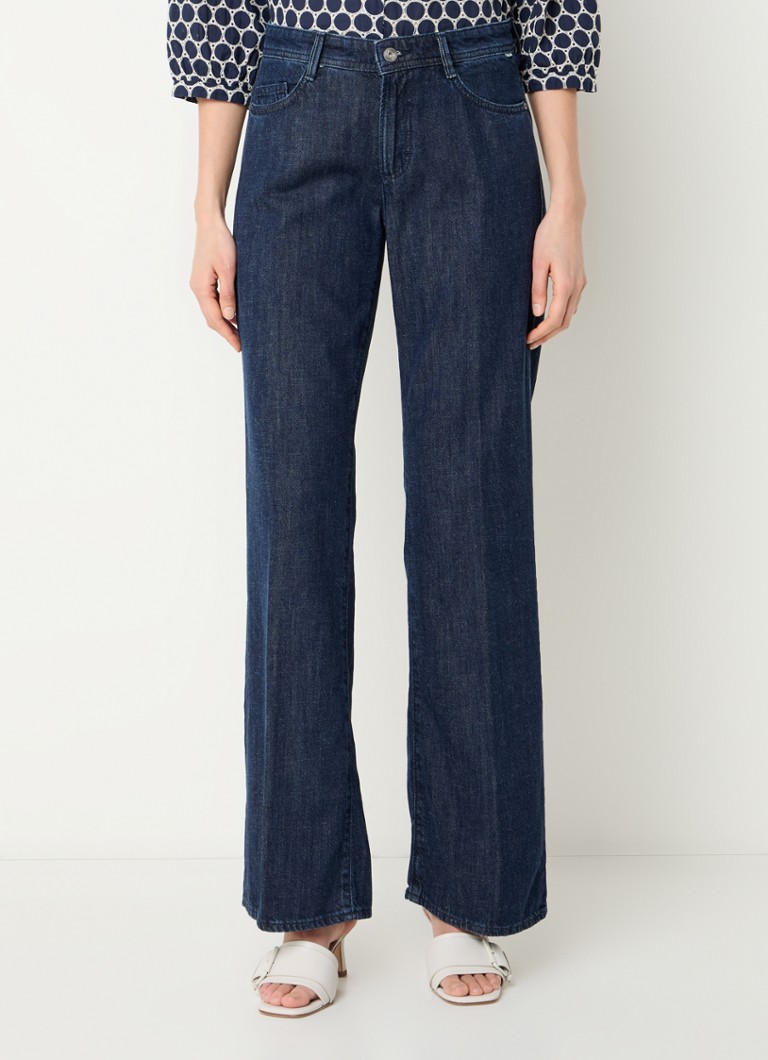 BRAX - Maine high waist straight leg jeans in linnenblend - Donkerblauw