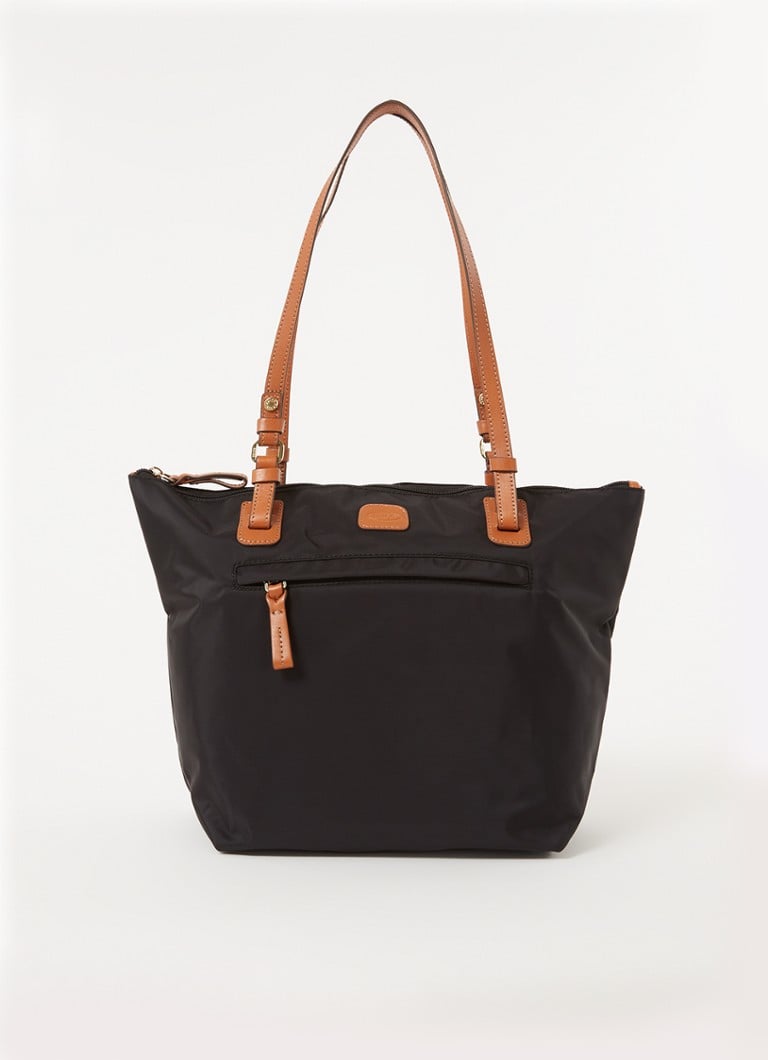 Bric's - X-Bag schoudertas met leren details en uitneembaar etui - Zwart