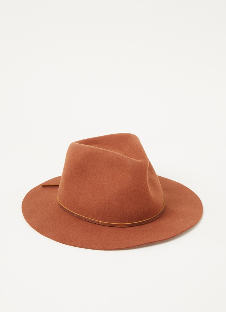 Brixton - Wesley Packable Fedora hoed van wol - Cognac