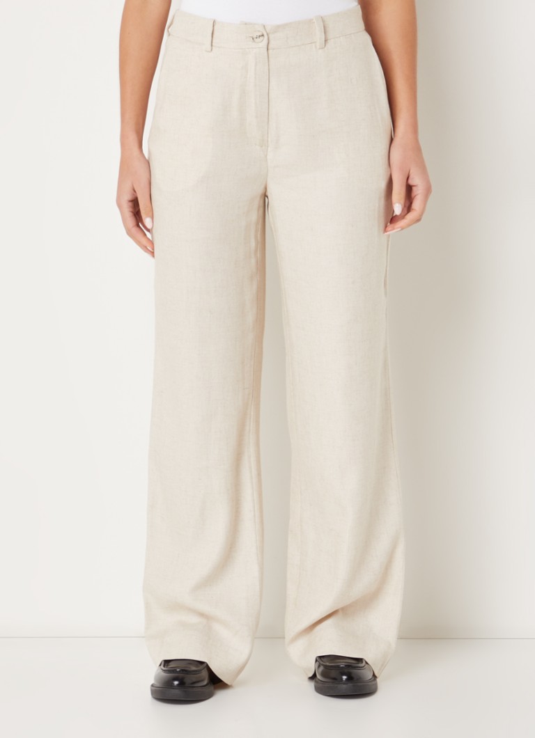 Bruuns Bazaar - Oxalis Madalena high waist loose fit pantalon in linnenblend  - Beige