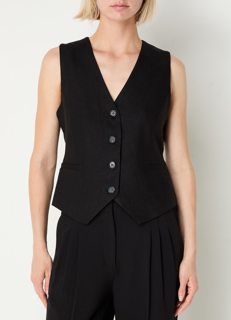 Bruuns Bazaar - OxalisBBBielle gilet in linnenblend met V-hals  - Zwart