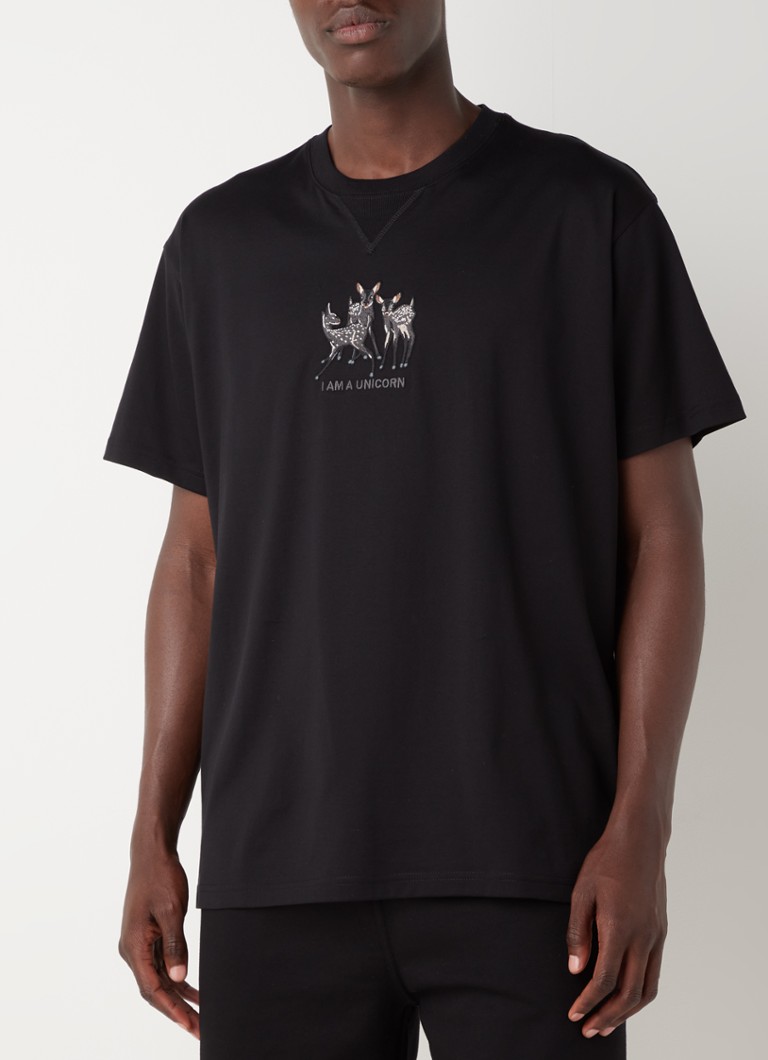 BURBERRY - Brycen oversized T-shirt met borduring - Zwart