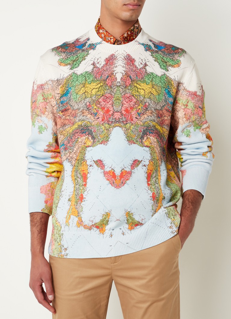 BURBERRY - Burly Map Print fijngebreide pullover - Lichtblauw
