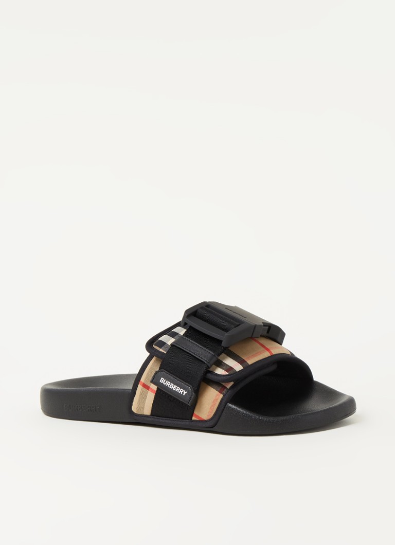 draai dief Voorstad BURBERRY Cameron slipper met kalfsleren details en ruitdessin • Beige • de Bijenkorf draai dief Voorstad BURBERRY Cameron slipper met kalfsleren details en ruitdessin • Beige • de Bijenkorf