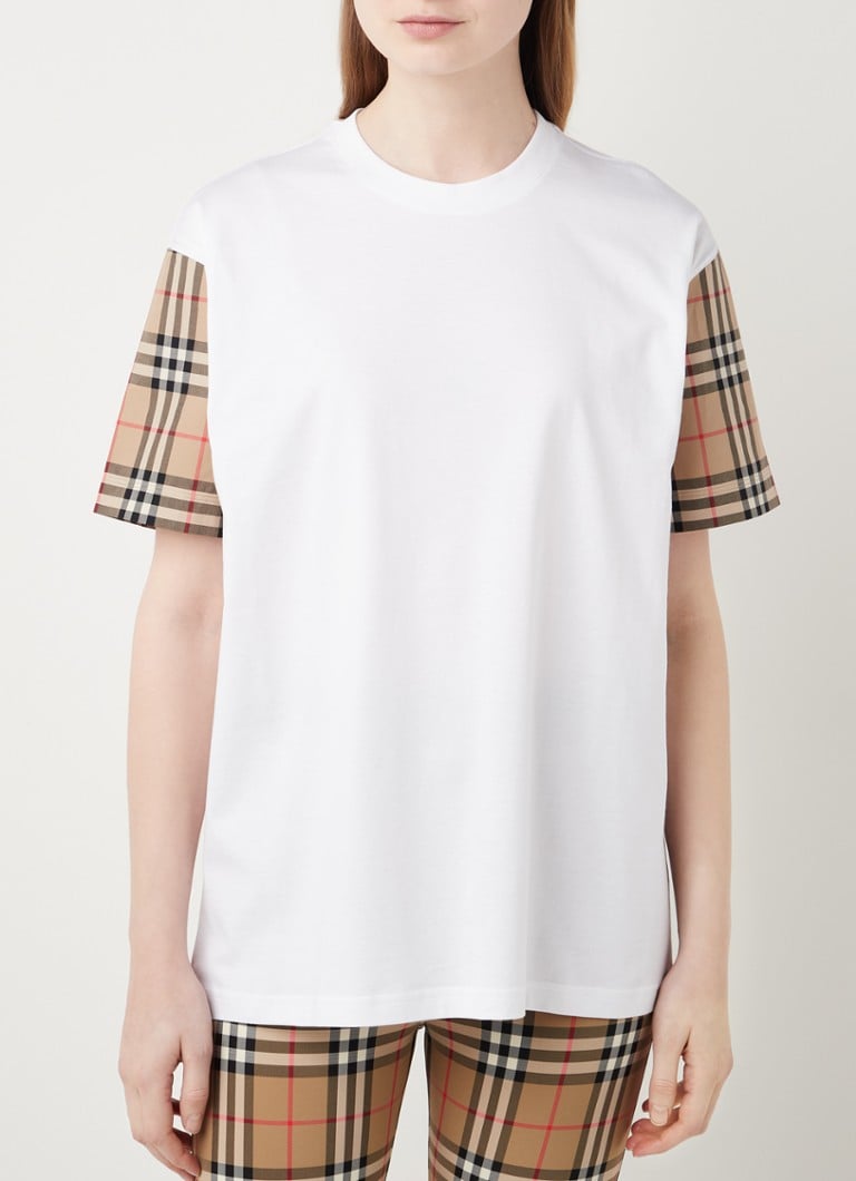 BURBERRY - Carrick oversized T-shirt met ruitdessin - Wit