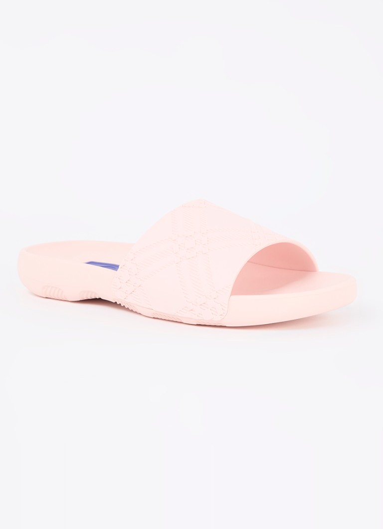 Burberry - Dive slippers met ruitdessin - Zalmroze