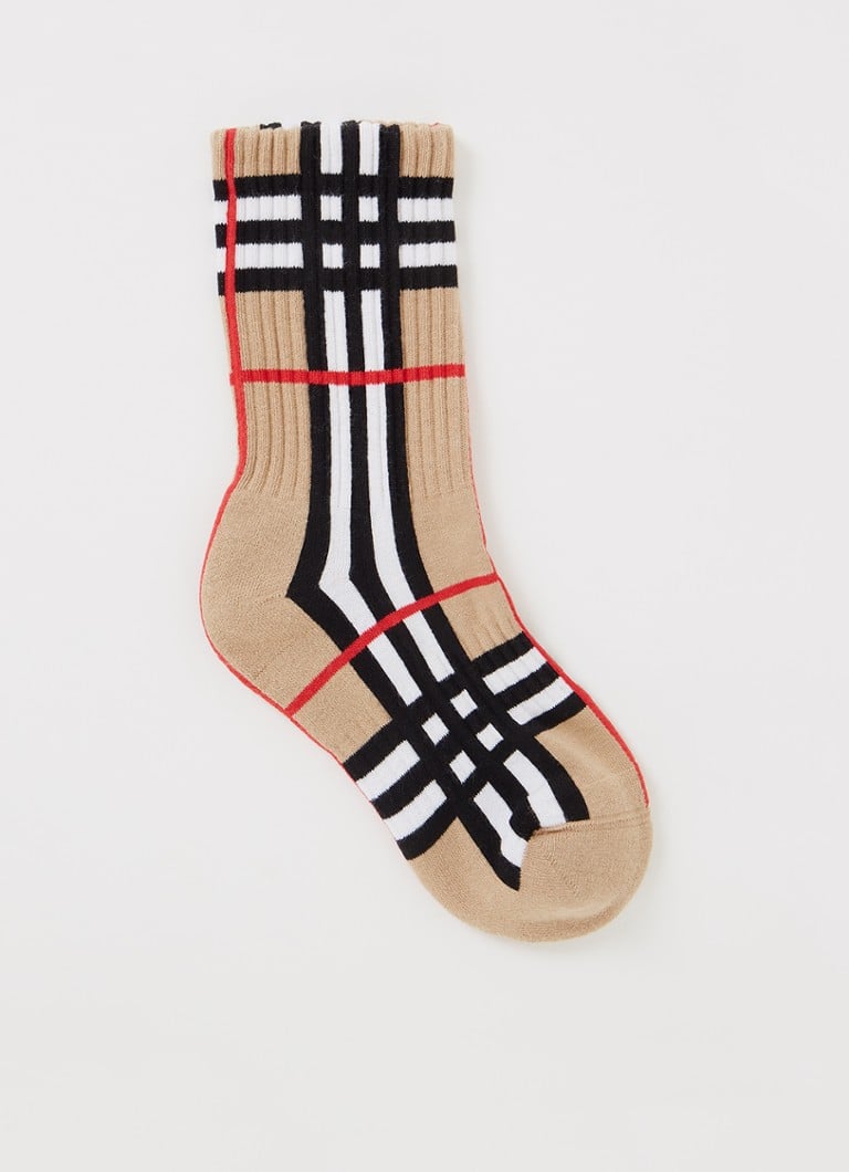 Editor glas Eigenlijk BURBERRY Intarsia sokken met ruitdessin • Camel • de Bijenkorf