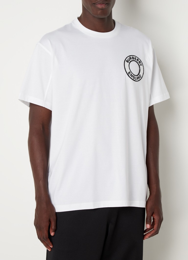 BURBERRY - Oversized T-shirt met logoborduring - Wit