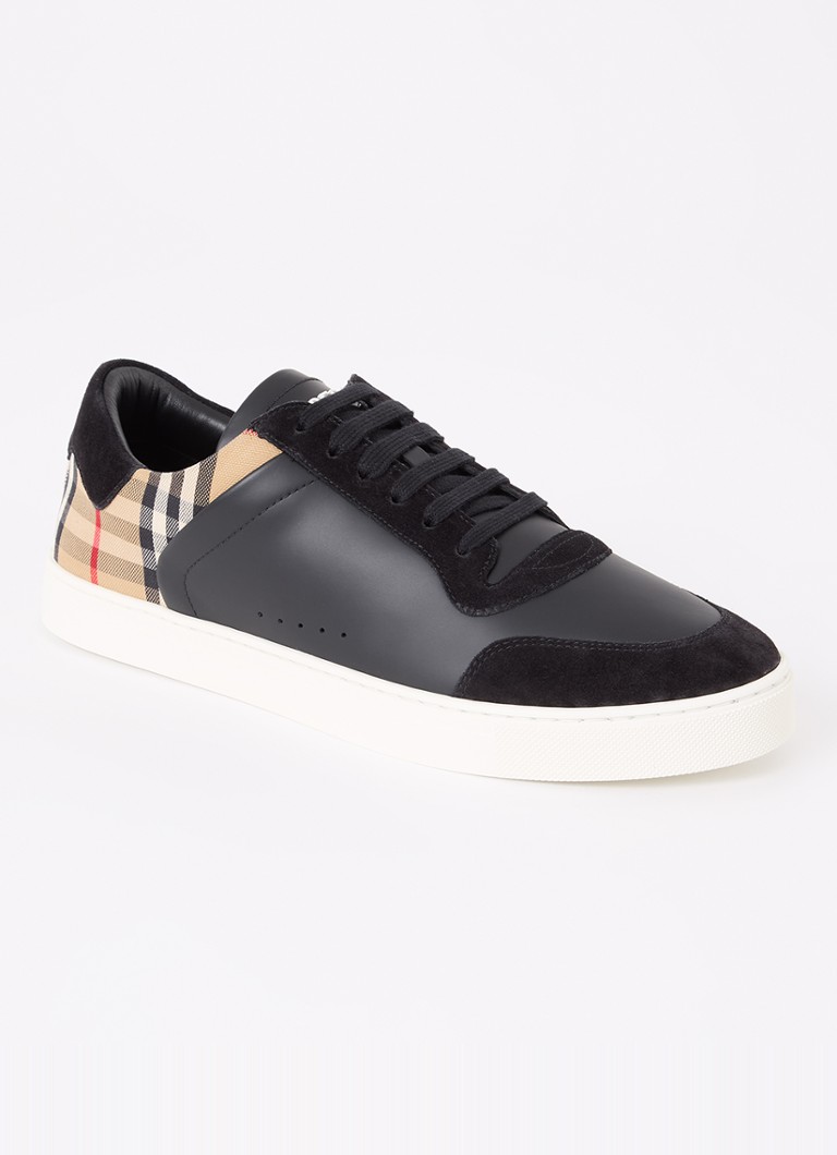 Burberry - Stevie sneaker van kalfsleer met kalfssuède details  - Zwart