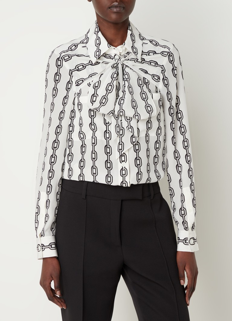 BURBERRY - Tammy blouse van zijde met print  - Ivoor