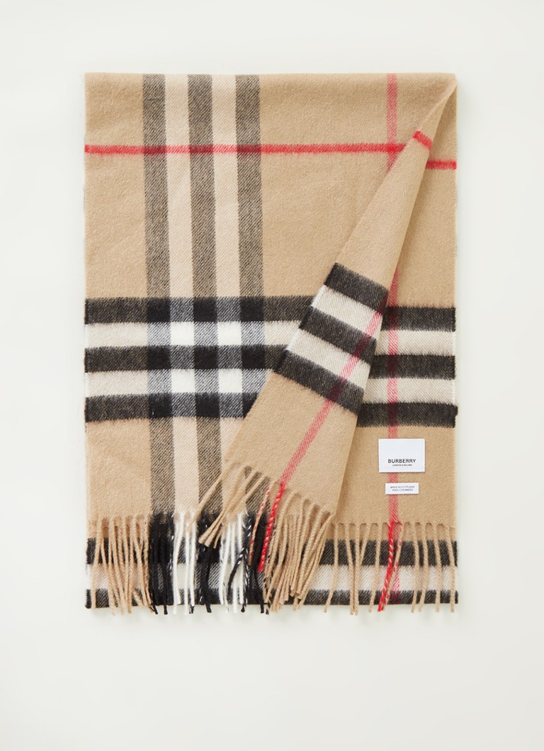 BURBERRY The Classic Check sjaal van kasjmier 168 x 30 cm • Beige • de