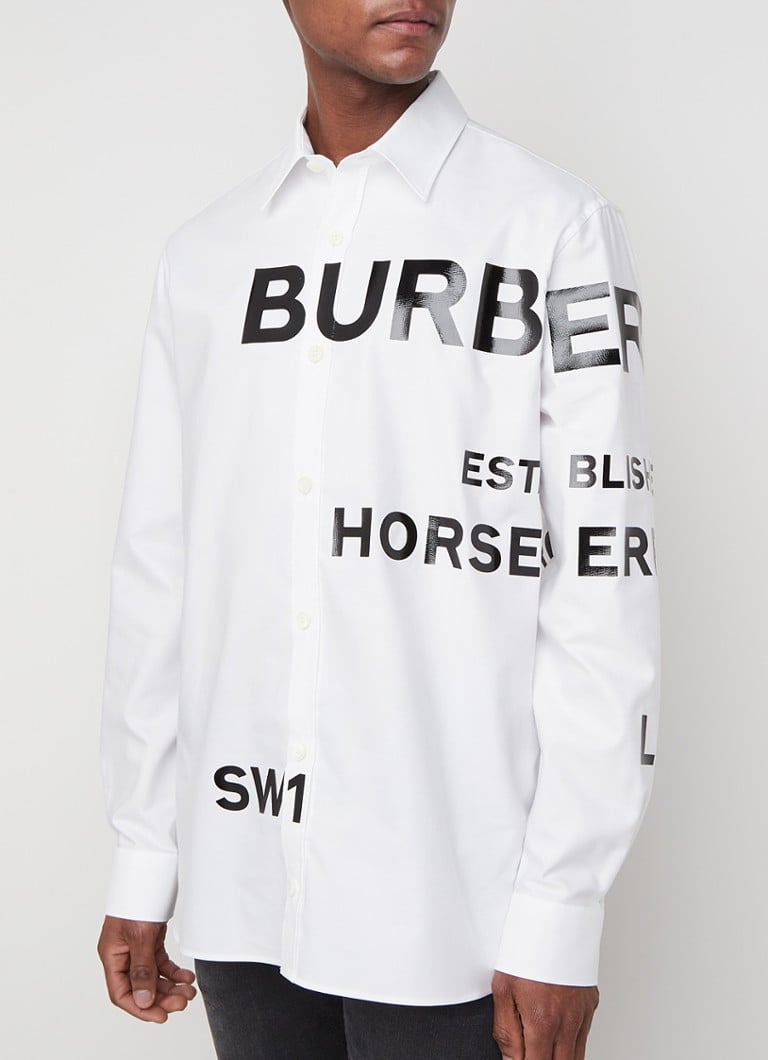 Ik heb het erkend Vergelijkbaar Vergelijkbaar BURBERRY Topham regular fit overhemd met logoprint • Wit • de Bijenkorf