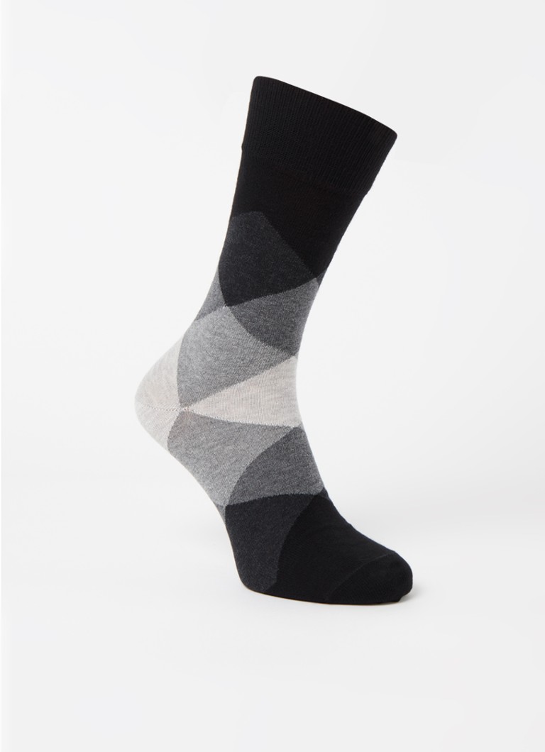 Burlington - Clyde sokken met ruitprint - Zwart
