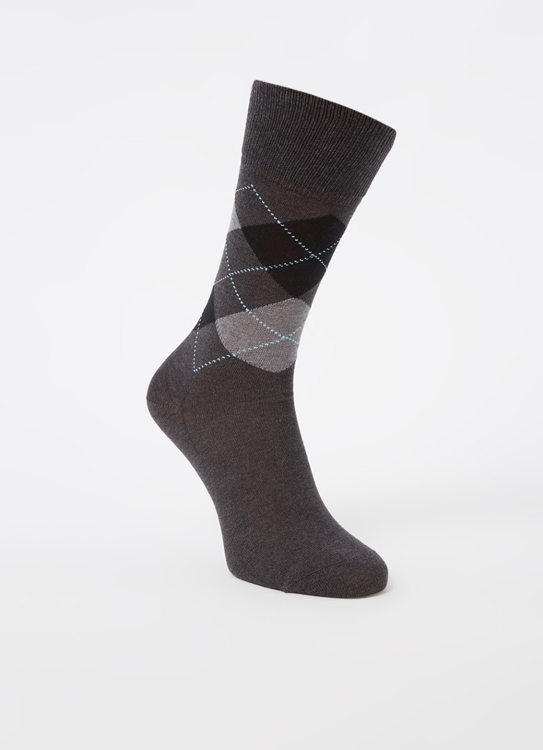 Vooruitzicht code zegevierend Burlington Manchester sokken met ruitprint • Antraciet • de Bijenkorf