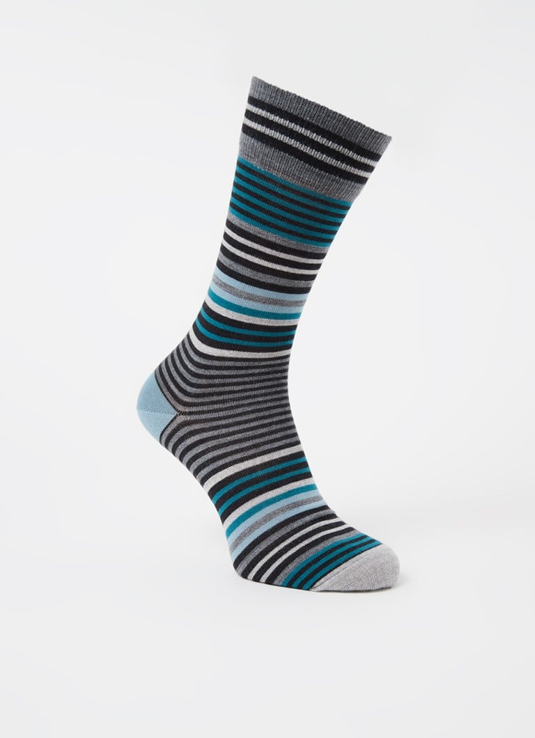 Burlington - Stripe sokken in wolblend  - Zwart