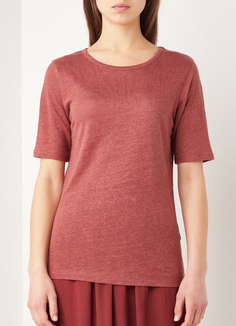 by-bar - Maya T-shirt van linnen - Cranberryrood