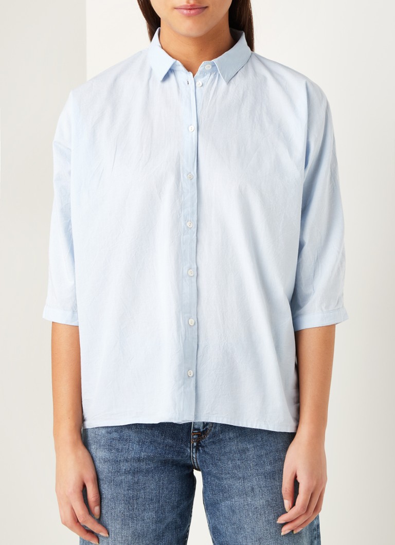 by-bar - Norel blouse van chambray - Lichtblauw