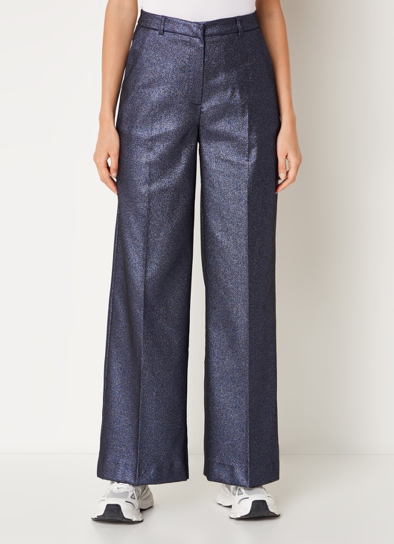 Pantalon Fluide Zara Lurex Argenté Vintage - Taille 38, Coupe Large Et Brillante, Occasion