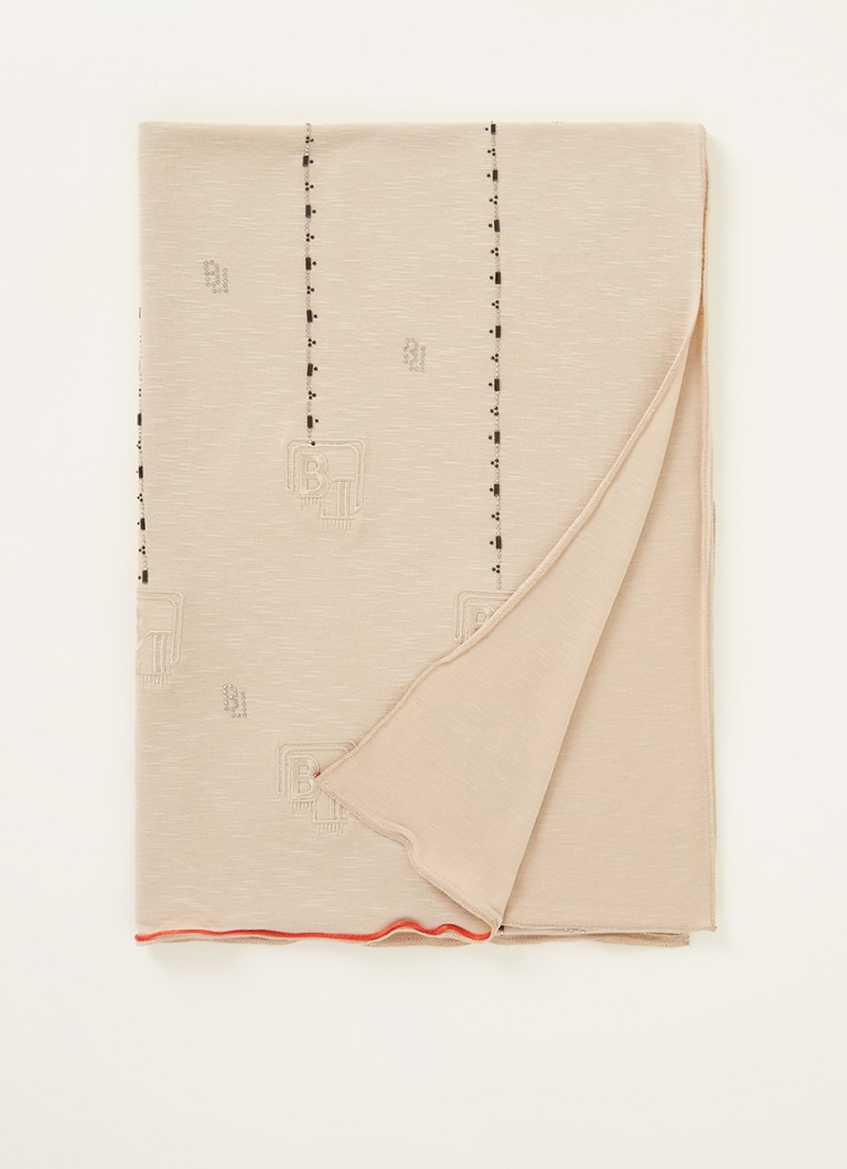 BYLIMA Drip sjaal met logoprint en strass 180 x cm • Zand • de