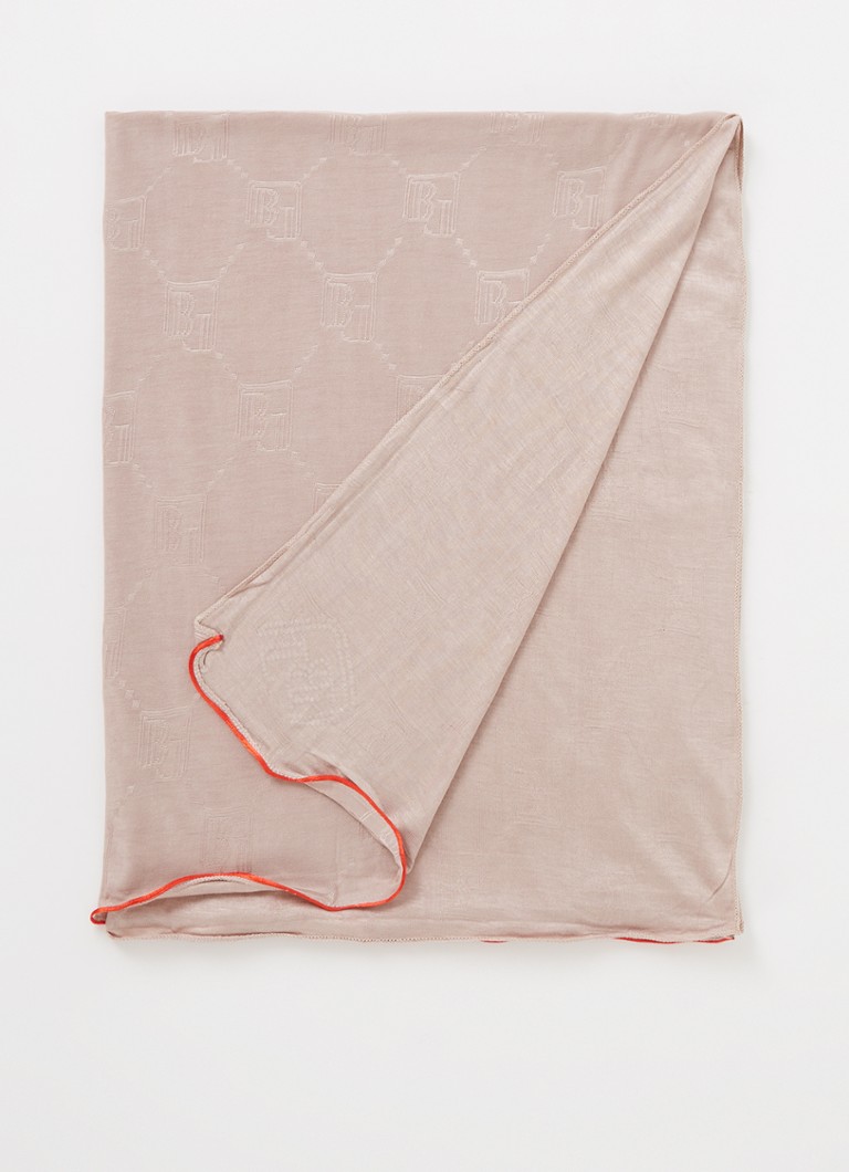 aflevering Agnes Gray Reflectie BYLIMA Enchante sjaal met logoprint 180 x 70 cm • Oudroze • de Bijenkorf