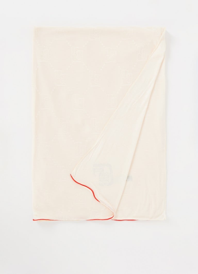 BYLIMA - Enchanté sjaal met logoprint 200 x 75 cm  - Off White / Gebroken Wit