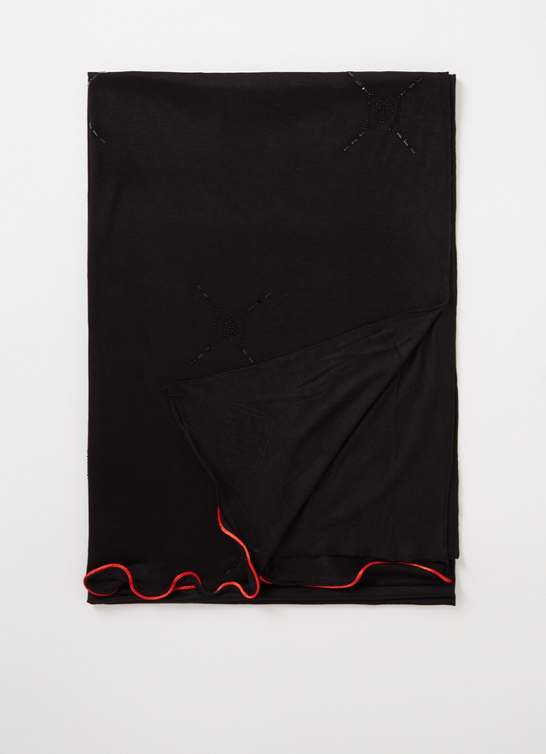 BYLIMA - Papillon sjaal met logoprint en strass 200 x 75 cm - Zwart