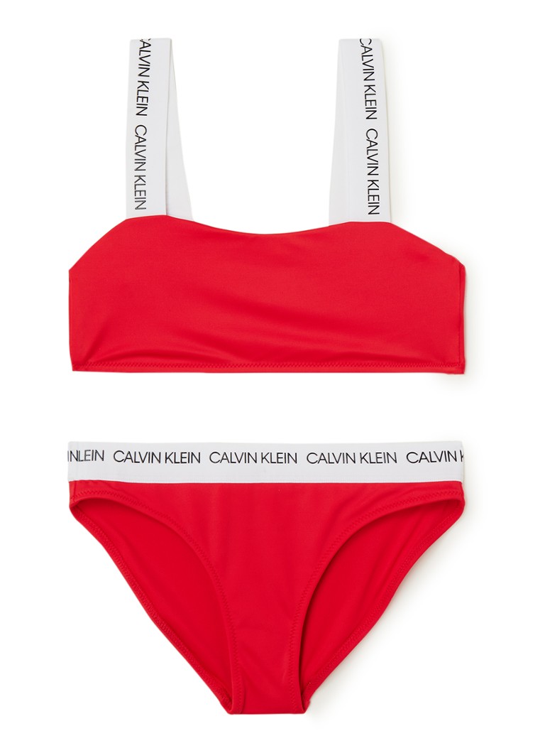 Geneeskunde financieel rechtbank Calvin Klein Bandeau bikini met logoband • Rood • de Bijenkorf