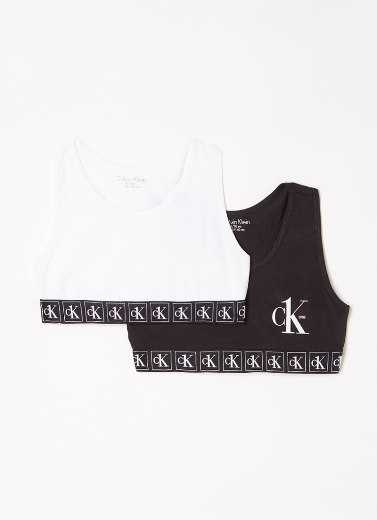 Calvin Klein - Bralette met logoprint in 2-pack - Zwart