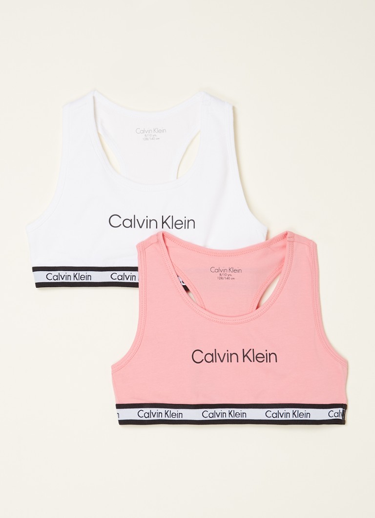 Calvin Klein - Bralette met logoprint in 2-pack - Roze