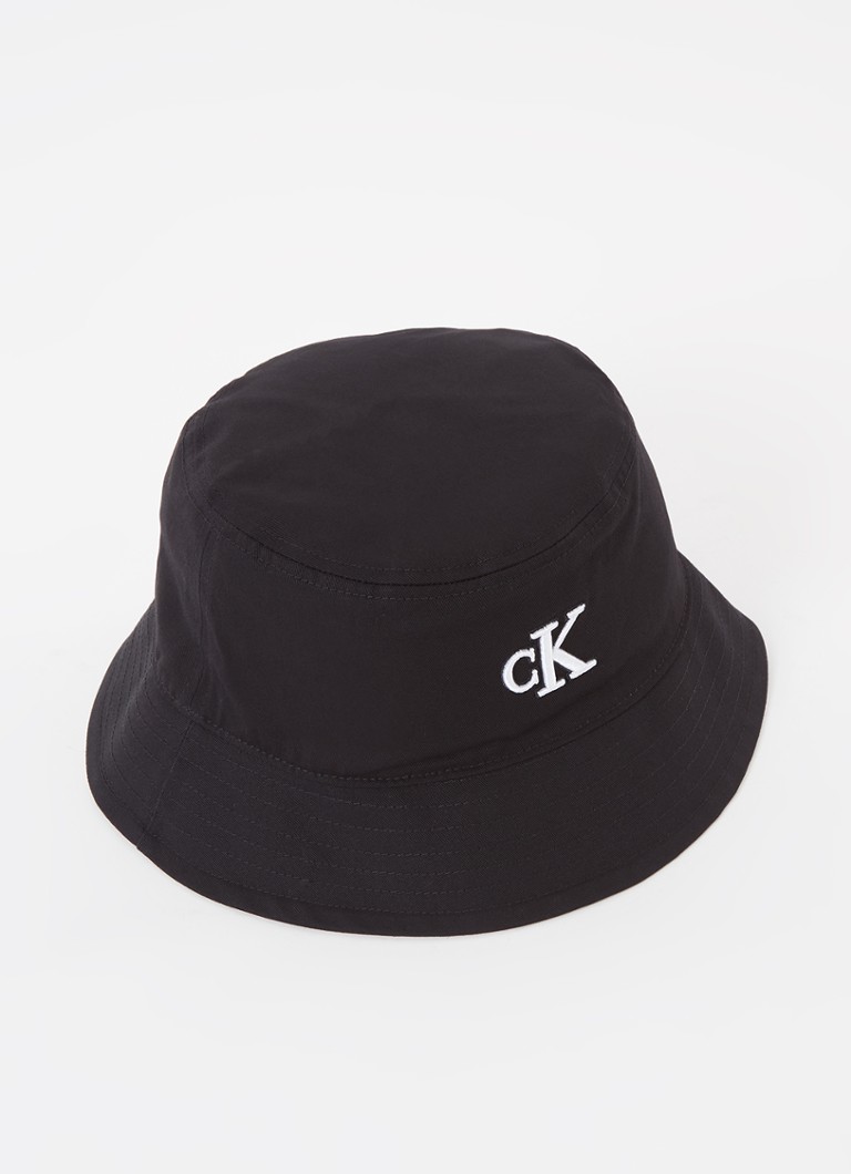 Calvin Klein - Bucket hoed van biologisch katoen met logoborduring - Zwart
