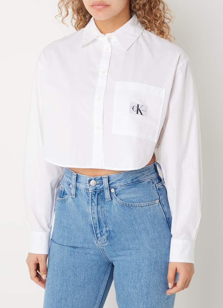 Calvin Klein Cropped blouse met logo • Wit • de Bijenkorf