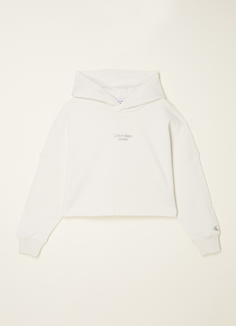 Calvin Klein - Cropped hoodie met logo - Gebroken wit