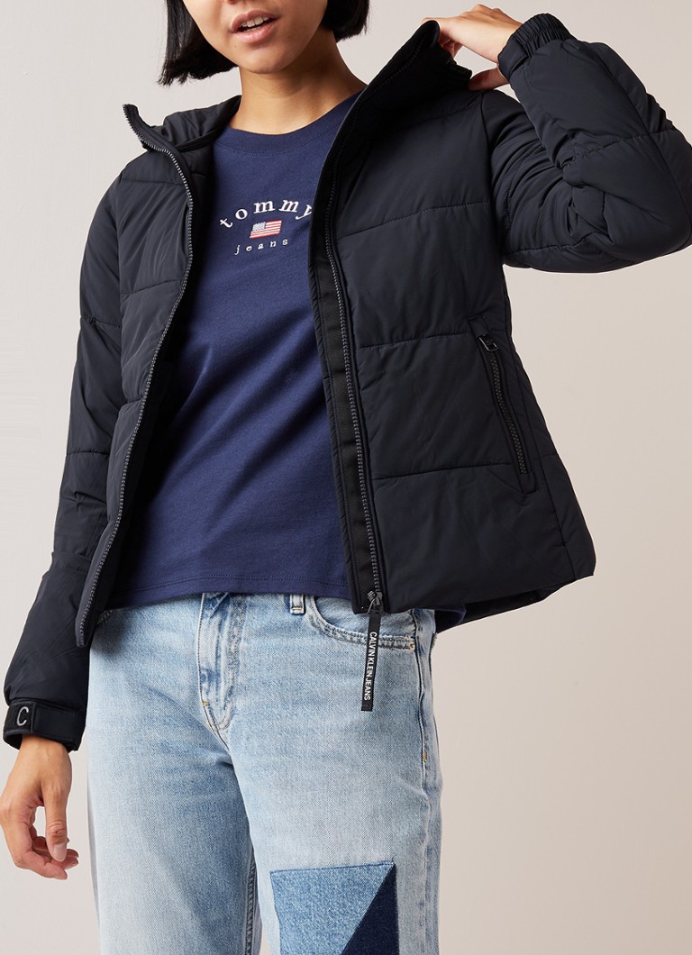 Calvin Klein - Gewatteerd jack met capuchon  - Zwart