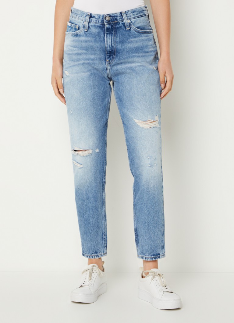 Buy Trendyol High Rise Ripped Mom Jeans In Blue | 6thStreet Kuwait Buy Trendyol High Rise Ripped Mom Jeans In Blue | 6thStreet Kuwait