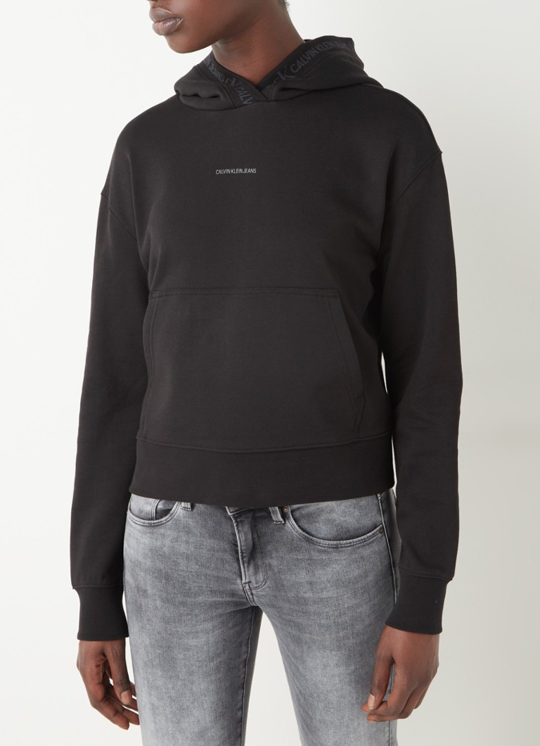 Calvin Klein - Hoodie van biologisch katoen met logo - Zwart