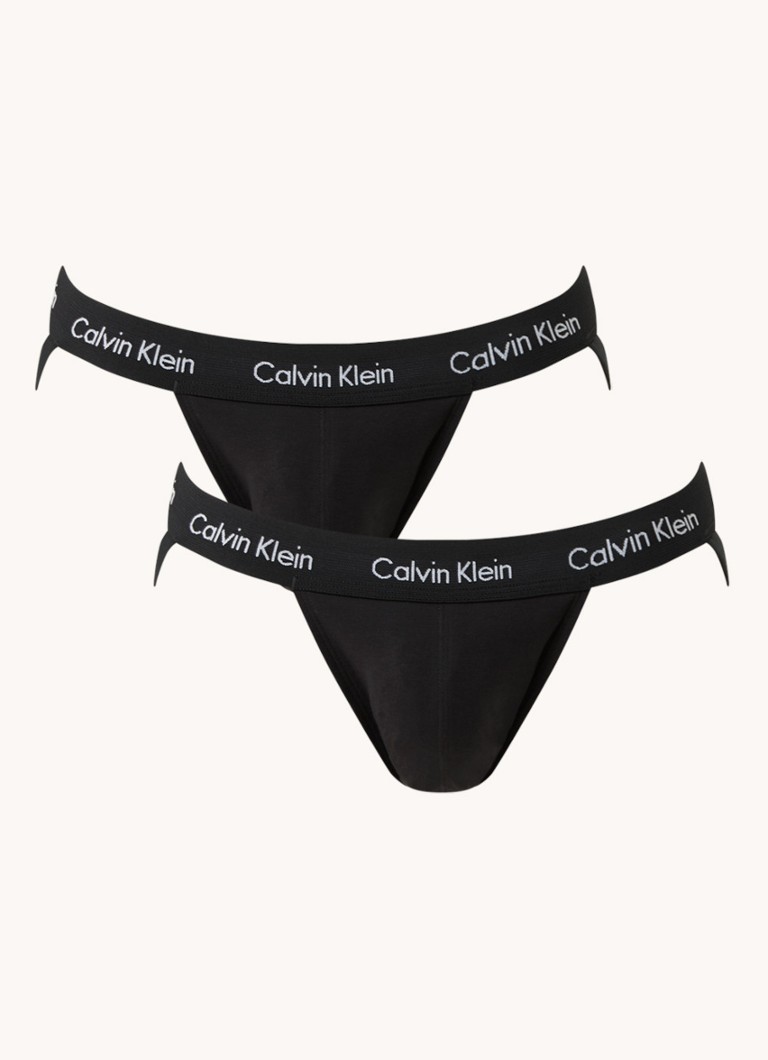 Calvin Klein - Jockstrap slip met logoband in 2-pack - Zwart