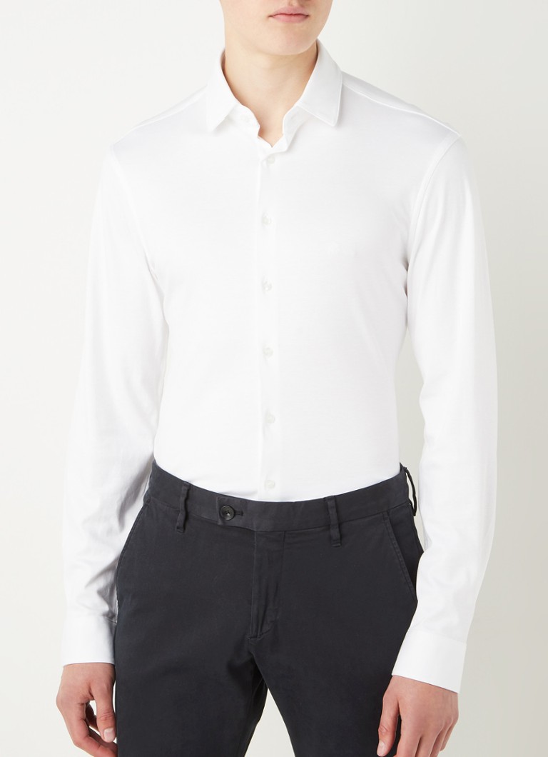 Calvin Klein - Liquid Touch slim fit overhemd van jersey - Wit