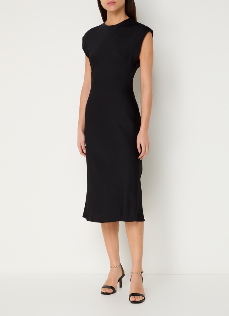 Calvin Klein Midi jurk van satijn • Zwart • de Bijenkorf
