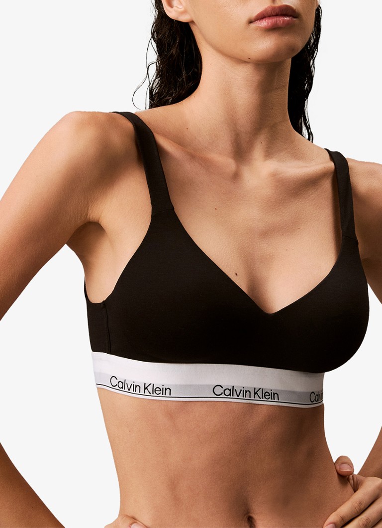 Calvin Klein - Modern bralette van biologisch katoen met logoband - Zwart