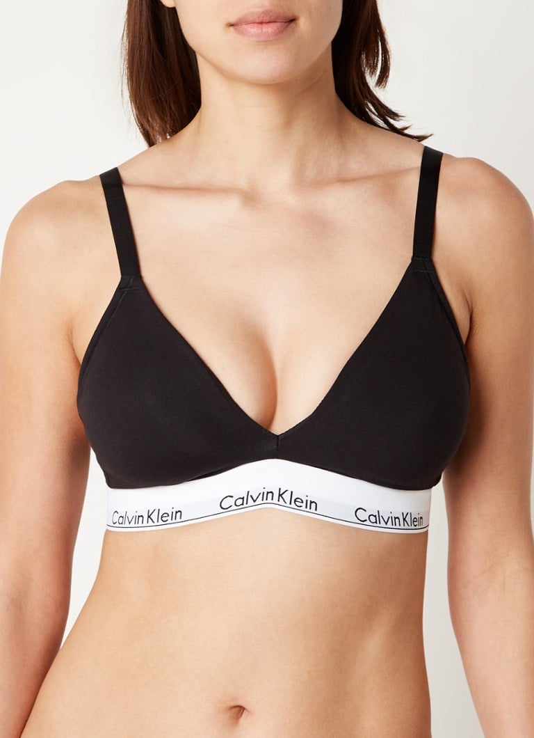 afgewerkt campagne Lang Calvin Klein Modern Cotton bralette met logoband • Zwart • de Bijenkorf
