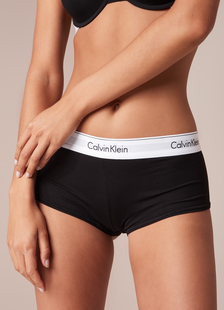 Calvin Klein Modern Cotton shorty met logoband Zwart • de Bijenkorf