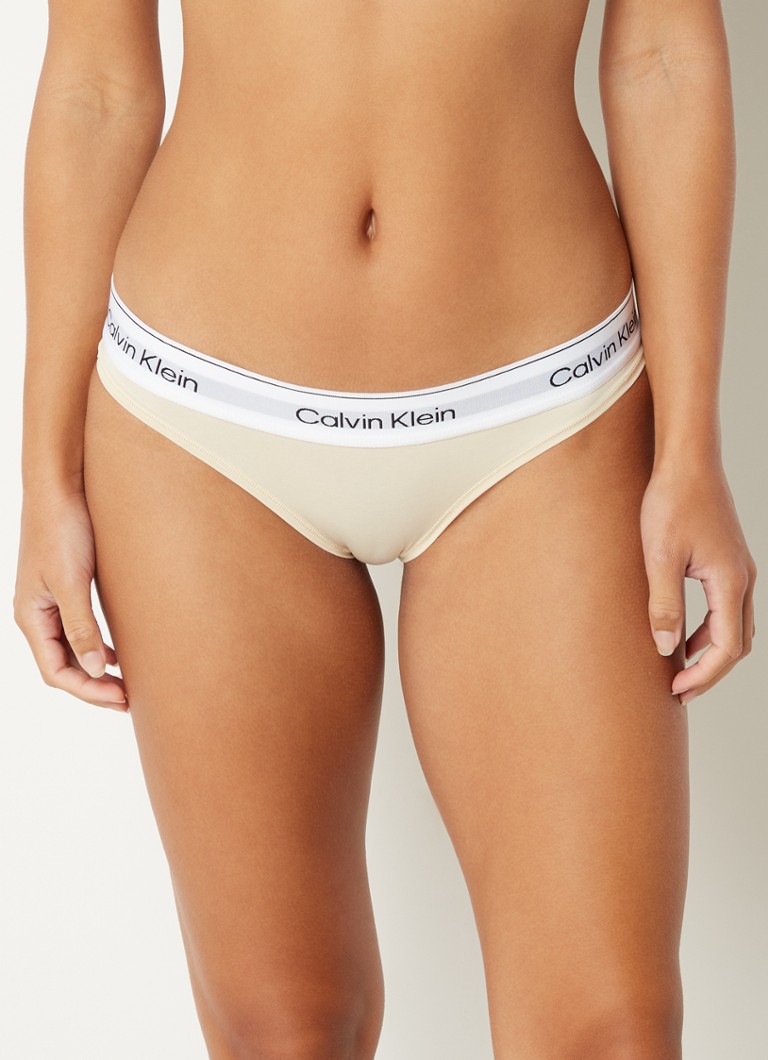 Trouwens raket rammelaar Calvin Klein Modern Cotton slip in lyocellblend met logoband • Vanillegeel  • de Bijenkorf