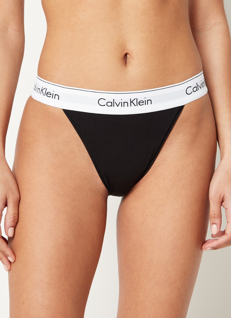 gesprek Beugel Flikkeren Calvin Klein Modern Cotton tanga met logoband • Zwart • de Bijenkorf