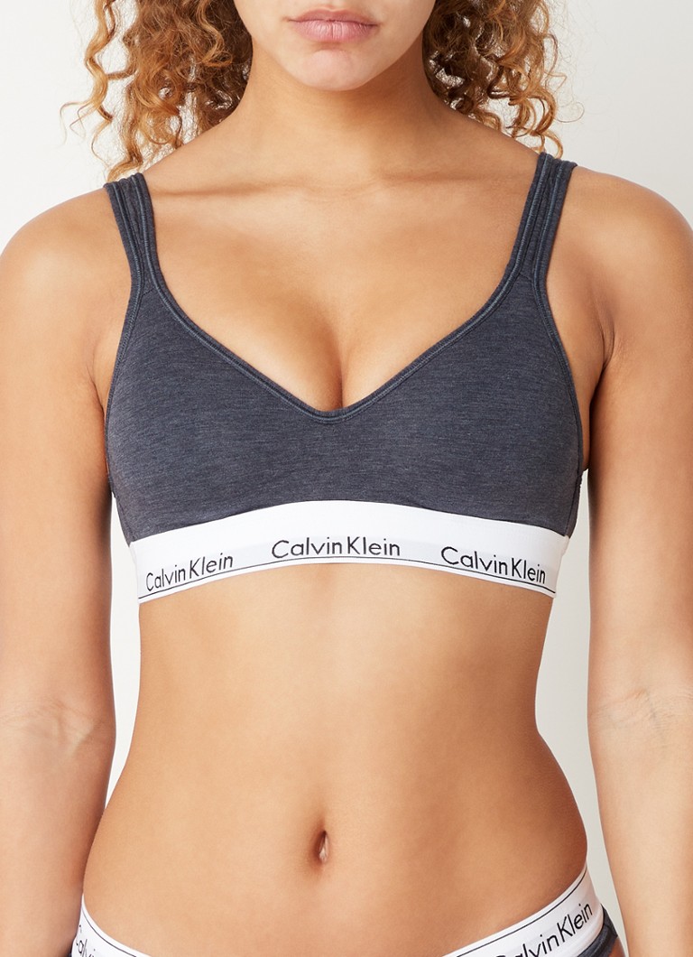 Calvin Klein cotton voorgevormde bralette met push-up • Antraciet • de Bijenkorf