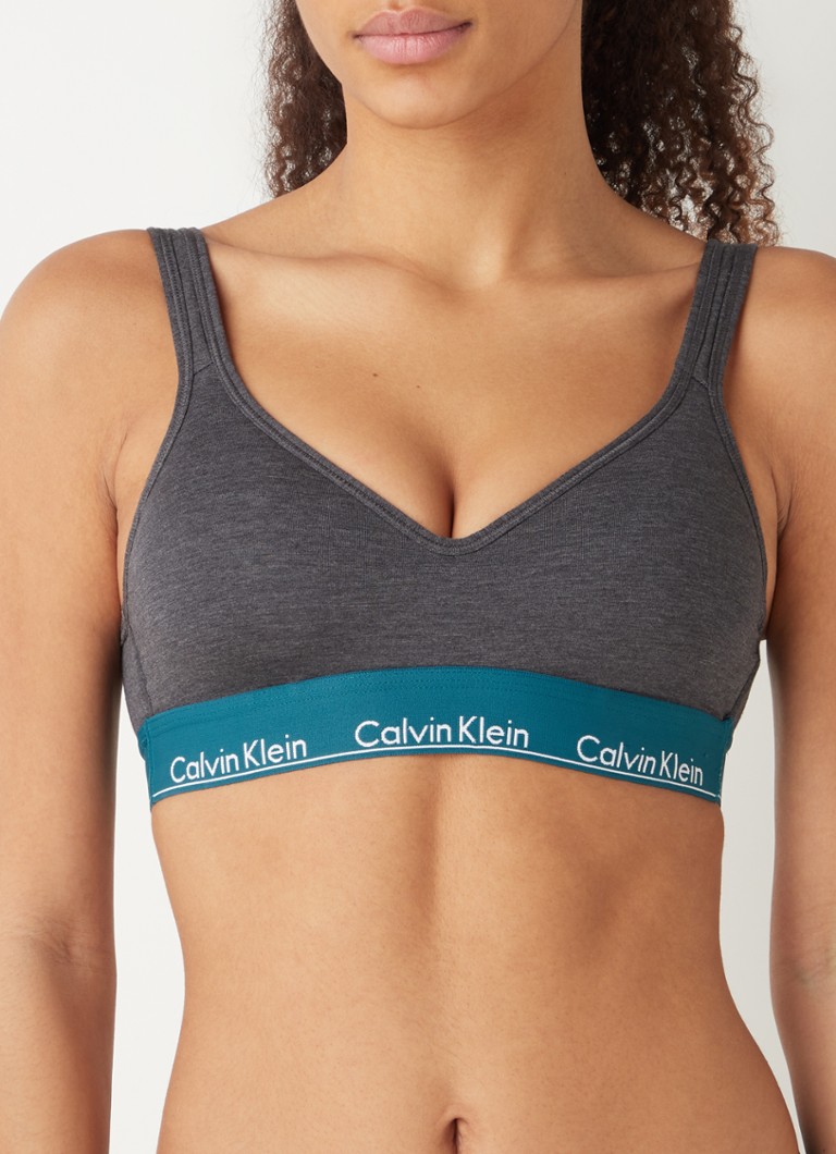 B olie onze Minder Calvin Klein Modern Cotton voorgevormde push-up bh met logoband •  Donkergrijs • de Bijenkorf