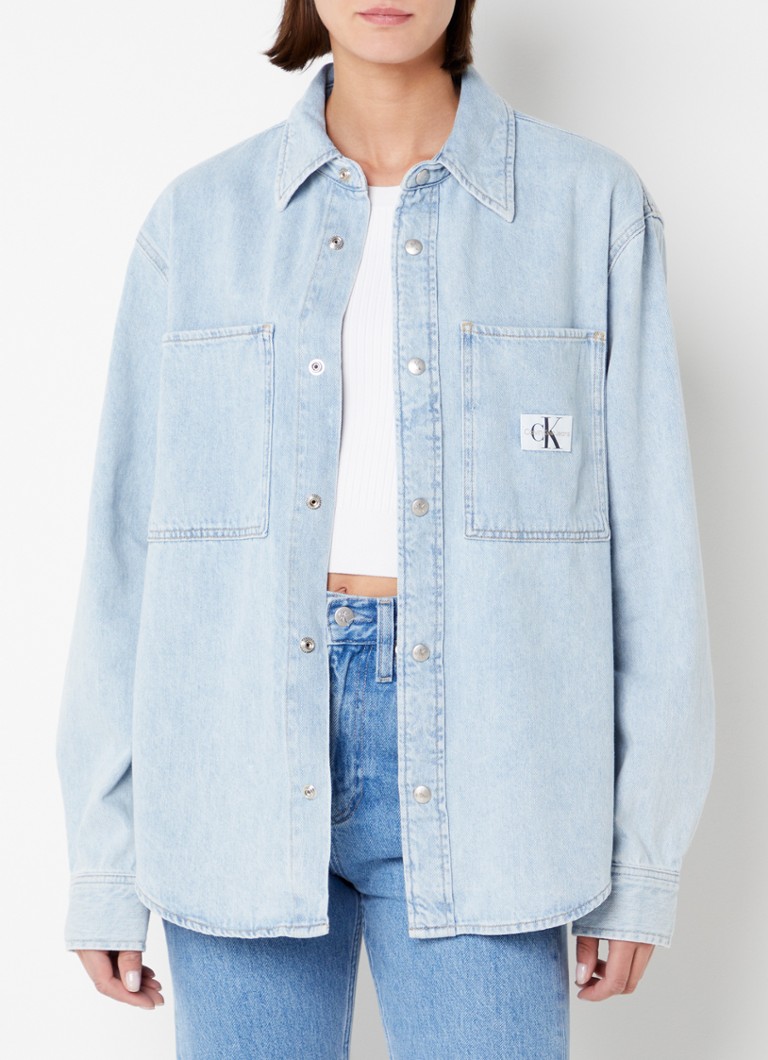 Calvin Klein Overshirt met logo en borstzakken • Lichtblauw • de Bijenkorf