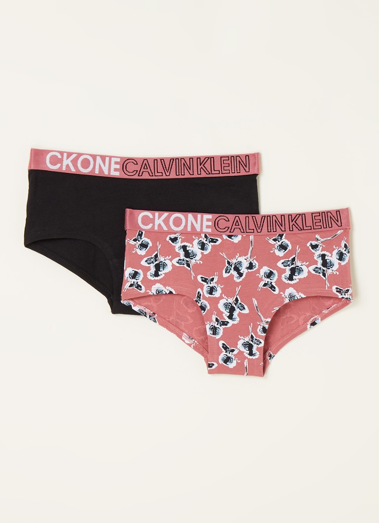 Calvin Klein - Shorty met bloemenprint in 2-pack - Roze