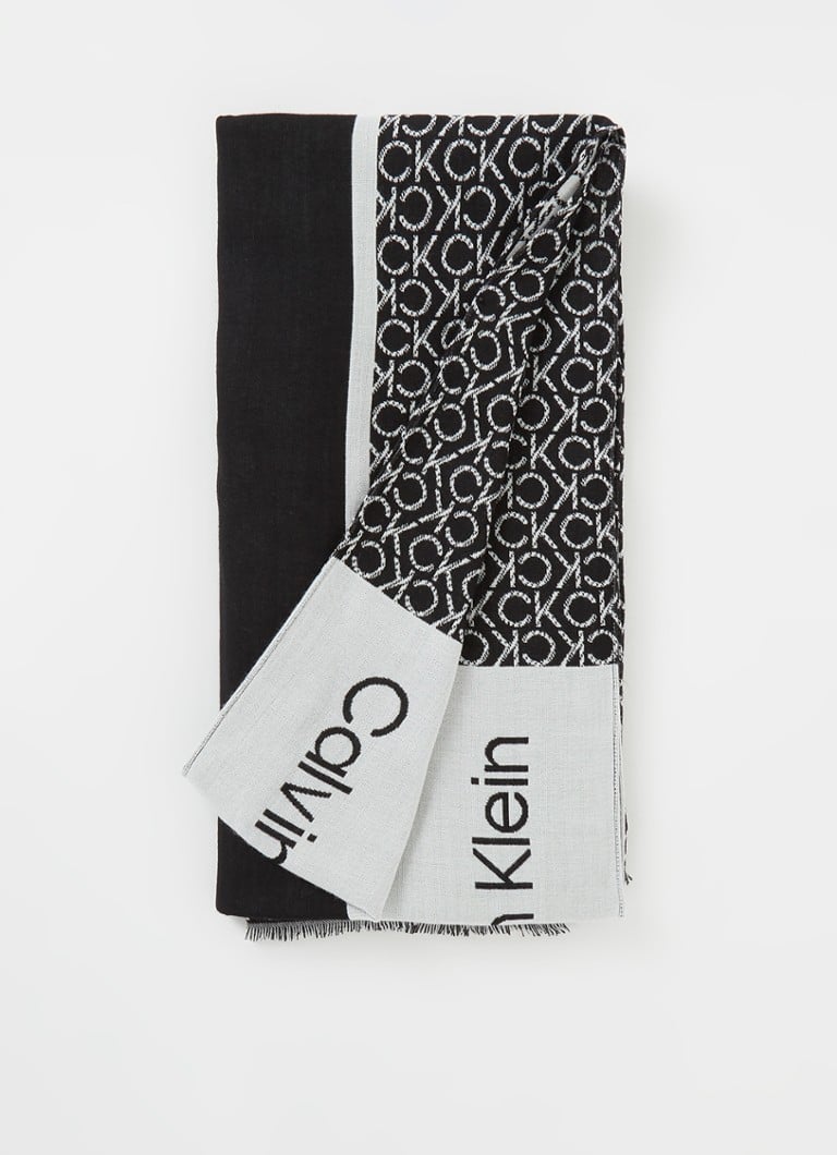 Plenaire sessie boter uit Calvin Klein Sjaal met logoprint 200 x 105 cm • Zwart • de Bijenkorf