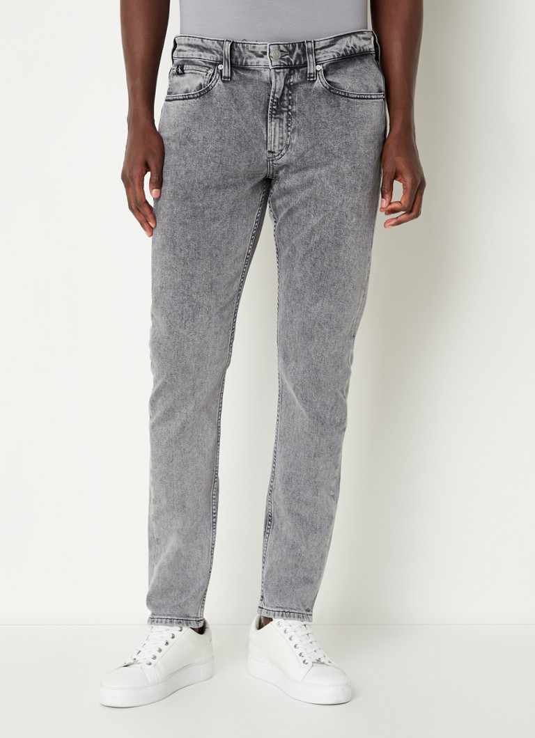 Calvin Klein - Slim fit jeans met stretch en gekleurde wassing - Lichtgrijs