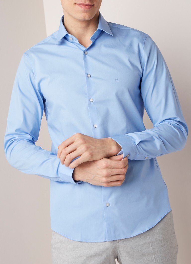 Calvin Klein - Slim fit overhemd met stretch - Lichtblauw